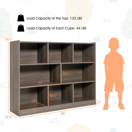 AT22- 3-Tier Open Bookcase 8-Cube Floor Standing Storage Shelves Display Cabinet - Likeshoppe 