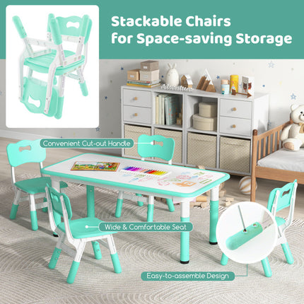 AV3- Kids Table and Chairs Set for 4 with Graffiti Desktop - Likeshoppe 