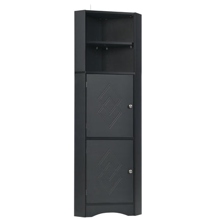 AM3- Tall Bathroom Corner Cabinet;  Freestanding Storage Cabinet with Doors and Adjustable Shelves;  MDF Board - Likeshoppe 