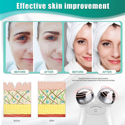 CE2- Microcurrent-Facial-Device, Microcurrent Face Massager Roller for Skin Care, Facial Massager Face Rollers for Women & Men, Glossy White - Likeshoppe 