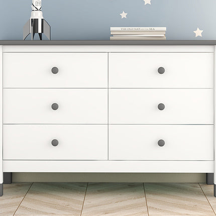 AU9- Wooden Storage Dresser with 6 Drawers,Storage Cabinet for kids Bedroom,White+Gray - Likeshoppe 