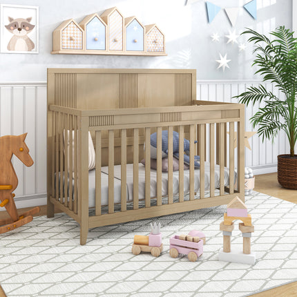 A016- Certified Baby Safe Crib, Pine Solid Wood, Non-Toxic Finish, Hazel Wood - Likeshoppe 