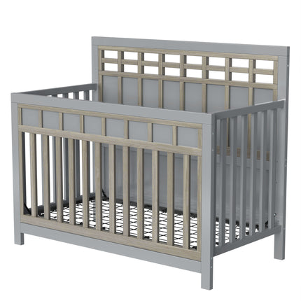 A023- Certified Baby Safe Crib, Pine Solid Wood, Non-Toxic Finish, Gray - Likeshoppe 