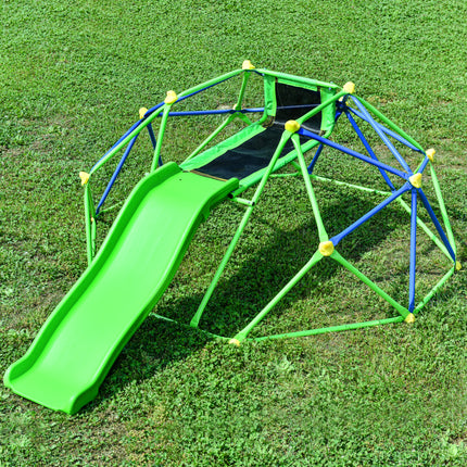 BB14- Kids Climbing Dome Jungle Gym - 6 ft Geometric Playground Dome Climber Play Center with 4.6ft Wave Slide, Rust & UV Resistant Steel Supporting 800 LBS - Likeshoppe 