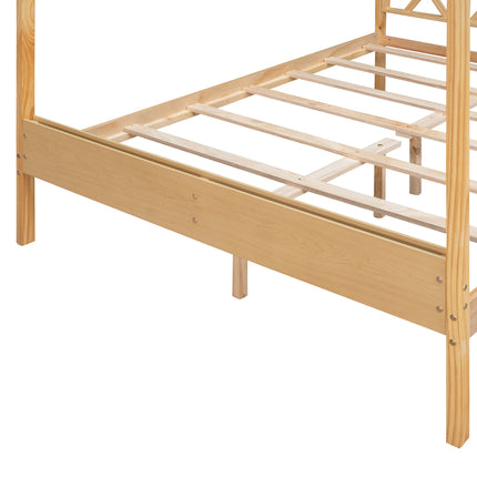 AS27- Full Size Wood House Bed with Storage Space - Likeshoppe 