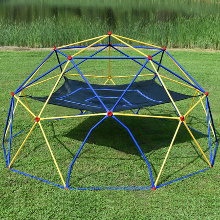 BB7- 10ft Geometric Dome Climber Play Center, Kids Climbing Dome Tower with Hammock, Rust & UV Resistant Steel Supporting 1000 LBS - Likeshoppe 