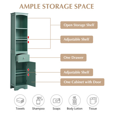 AN3- Tall Bathroom Cabinet;  Freestanding Storage Cabinet with Drawer;  MDF Board;  Adjustable Shelf - Likeshoppe 