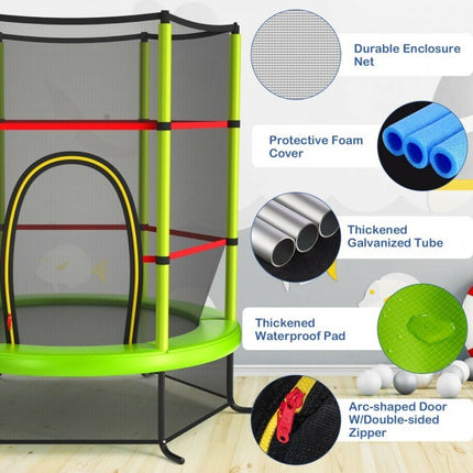 BA49- 55 Inch Kids Recreational Trampoline Bouncing Jumping Mat with Enclosure Net - Likeshoppe 