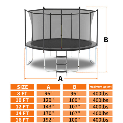 BA40- Family Trampoline 14FT Outer Perimeter Safety Protection High Bearing Strength Material Solid - Likeshoppe 