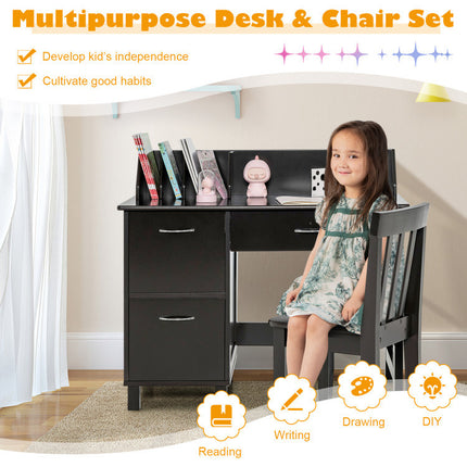 AV1- Kids Wooden Writing Furniture Set with Drawer and Storage Cabinet - Likeshoppe 