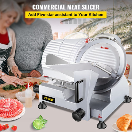 BS5- Commercial Meat Slicer,12 inch Electric Meat Slicer Semi-Auto 420W Premium Carbon Steel Blade Adjustable Thickness, Deli Meat Cheese Food Slicer Commercial and for Home use,Sliver - Likeshoppe 