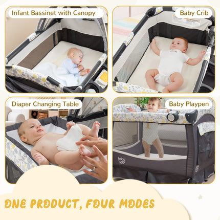 AP2- 4 in 1 Portable Pack and Play Baby Nursery Center with Bassinet - Likeshoppe 