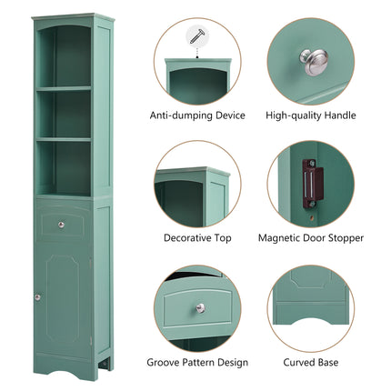 AN3- Tall Bathroom Cabinet;  Freestanding Storage Cabinet with Drawer;  MDF Board;  Adjustable Shelf - Likeshoppe 