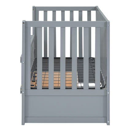 A03- Crib with Drawers and 3 Height Options, Gray - Likeshoppe 