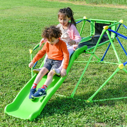 BB14- Kids Climbing Dome Jungle Gym - 6 ft Geometric Playground Dome Climber Play Center with 4.6ft Wave Slide, Rust & UV Resistant Steel Supporting 800 LBS - Likeshoppe 