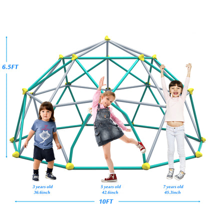 BB8- 10ft Geometric Dome Climber Play Center, Kids Climbing Dome Tower with Hammock, Rust & UV Resistant Steel Supporting 1000 LBS - Likeshoppe 