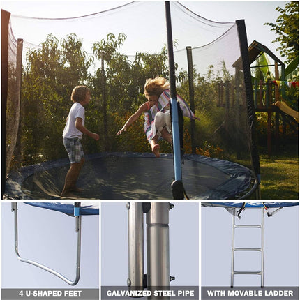 BA52- 12 FT Trampoline For Kids And Family Outdoor Trampoline With Safety Enclosure Net, Ladder And Spring Cover - Backyard Bounce Jump Have Fun - Likeshoppe 