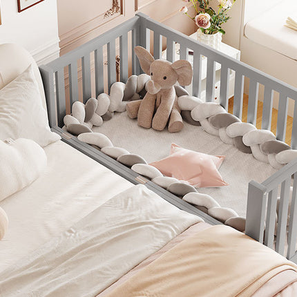 A03- Crib with Drawers and 3 Height Options, Gray - Likeshoppe 