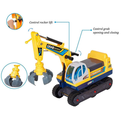 BH26- Outdoor Kids Ride On Excavator Pretend Play Construction Truck w/ Safety Helmet - Likeshoppe 