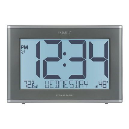 CH21- La Crosse Technology Extra-Large Soft Gray Atomic Wall/Table Digital Clock, 513-21867-Int - Likeshoppe 