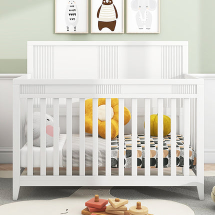 AO4-Certified Baby Safe Crib, Pine Solid Wood, Non-Toxic Finish, Snow White - Likeshoppe 