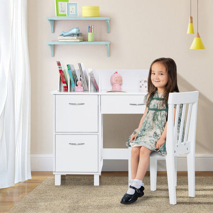 AV1- Kids Wooden Writing Furniture Set with Drawer and Storage Cabinet - Likeshoppe 