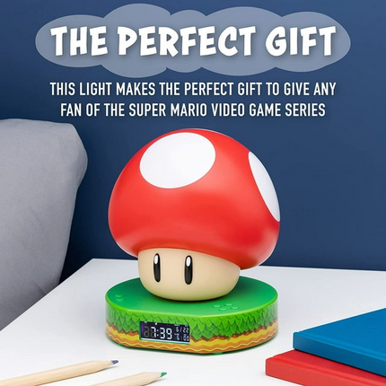 CH18- Paladone Super Mario Bros Mushroom Digital Alarm Clock with Power Up Sound Nintendo Room Décor and Merchandise - Likeshoppe 