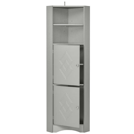 AM3- Tall Bathroom Corner Cabinet;  Freestanding Storage Cabinet with Doors and Adjustable Shelves;  MDF Board - Likeshoppe 