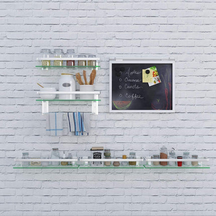 AN1-Glass Bathroom Shelf 15.7in Bathroom Shelf Wall Mounted Floating Glass Shelves with Towel Holder Glass Shower Shelf 2 Tier - Likeshoppe 