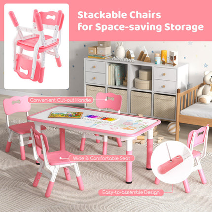 AV3- Kids Table and Chairs Set for 4 with Graffiti Desktop - Likeshoppe 