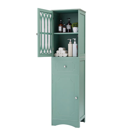 AN2- Tall Bathroom Cabinet;  Freestanding Storage Cabinet with Drawer and Doors;  MDF Board;  Acrylic Door;  Adjustable Shelf - Likeshoppe 