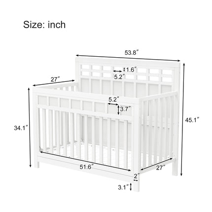 AO5- Certified Baby Safe Crib, Pine Solid Wood, Non-Toxic Finish, Snow White - Likeshoppe 