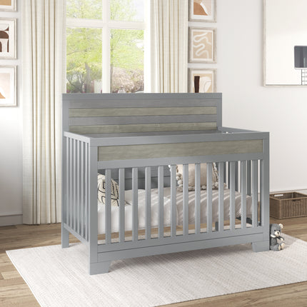 AO17- Certified Baby Safe Crib, Pine Solid Wood, Non-Toxic Finish, Gray - Likeshoppe 