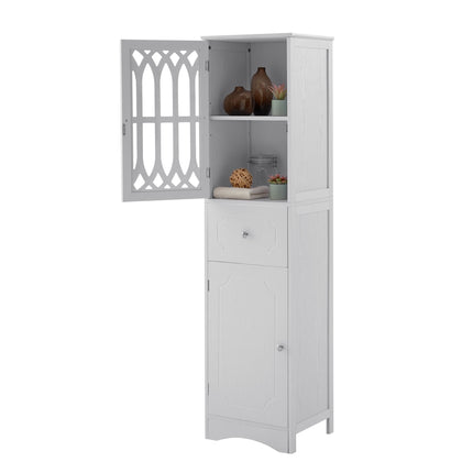 AN2- Tall Bathroom Cabinet;  Freestanding Storage Cabinet with Drawer and Doors;  MDF Board;  Acrylic Door;  Adjustable Shelf - Likeshoppe 