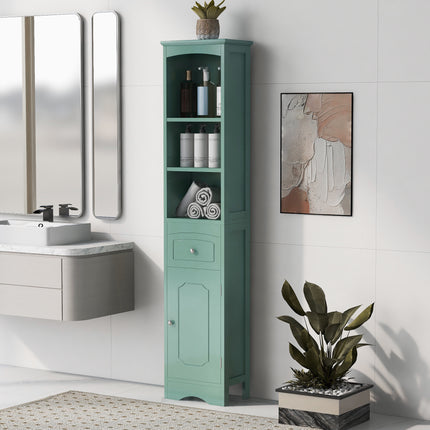 AN3- Tall Bathroom Cabinet;  Freestanding Storage Cabinet with Drawer;  MDF Board;  Adjustable Shelf - Likeshoppe 