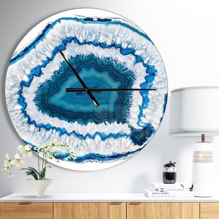 CG15- Designart 'Blue Agate Crystal' Metal Wall Clock (Size: 23" x 23") - Likeshoppe 