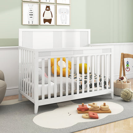 AO4-Certified Baby Safe Crib, Pine Solid Wood, Non-Toxic Finish, Snow White - Likeshoppe 