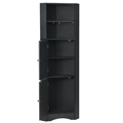 AM3- Tall Bathroom Corner Cabinet;  Freestanding Storage Cabinet with Doors and Adjustable Shelves;  MDF Board - Likeshoppe 