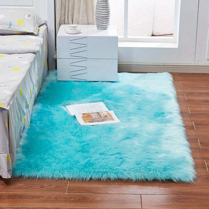 AR5- 1pc Fluffy Imitation Wool Area Rug, Suede Fleece Bottom Long Imitation Wool Rug, Acrylic 80% Polyester 20%, 2.36inch Long Wool, Living Room Bedroom Rug, Entryway Rug, Plush Rug, Simple Carpet - Likeshoppe 