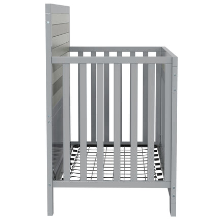 AO17- Certified Baby Safe Crib, Pine Solid Wood, Non-Toxic Finish, Gray - Likeshoppe 