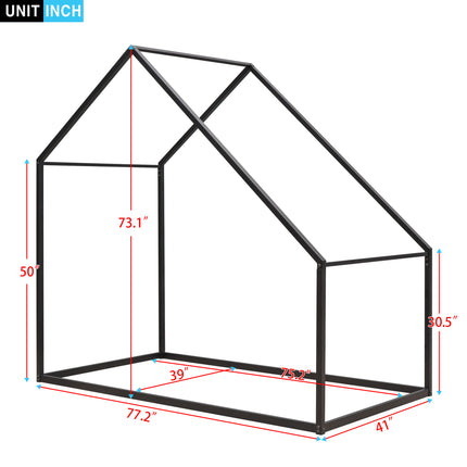 AS20- Twin Size Metal House Bed Kids Bed - Likeshoppe 