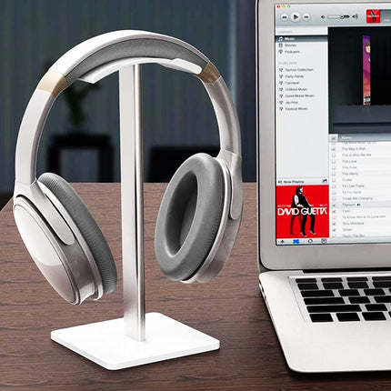 CD1- 5 Core Headphone Stand White with Stable Base Premium Headset Holder with Aluminum Supporting Bar, Flexible Headrest Hanger, Anti-Slip Earphone Stand White HD STND WH - Likeshoppe 