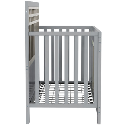 A023- Certified Baby Safe Crib, Pine Solid Wood, Non-Toxic Finish, Gray - Likeshoppe 