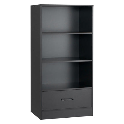 AT23- 4-Tier Storage Bookcase with Open Shelves Drawer and Anti-toppling Device - Likeshoppe 