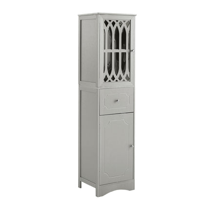 AN2- Tall Bathroom Cabinet;  Freestanding Storage Cabinet with Drawer and Doors;  MDF Board;  Acrylic Door;  Adjustable Shelf - Likeshoppe 