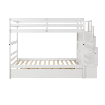 AS5- Bunk Beds Twin over Twin Stairway Storage function - Likeshoppe 