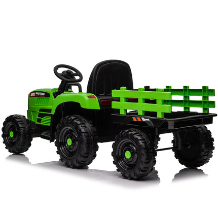 BH20- Ride on Tractor with Trailer,12V Battery Powered Electric Tractor Toy w/Remote Control,electric car for kids,Three speed adjustable,Power display, USB,MP3 ,Bluetooth,LED light,Two-point safety belt - Likeshoppe 