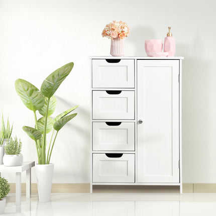 AM2- White Bathroom Storage Cabinet, Floor Cabinet with Adjustable Shelf and Drawers - Likeshoppe 