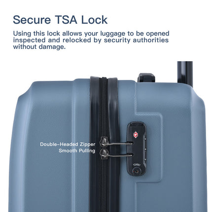 CA1- 3 Piece Luggage Sets ABS Lightweight Suitcase with Two Hooks;  Spinner Wheels;  TSA Lock;  (20/24/28)