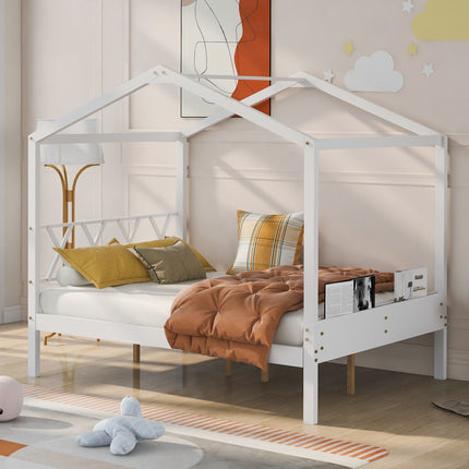 AS27- Full Size Wood House Bed with Storage Space - Likeshoppe 